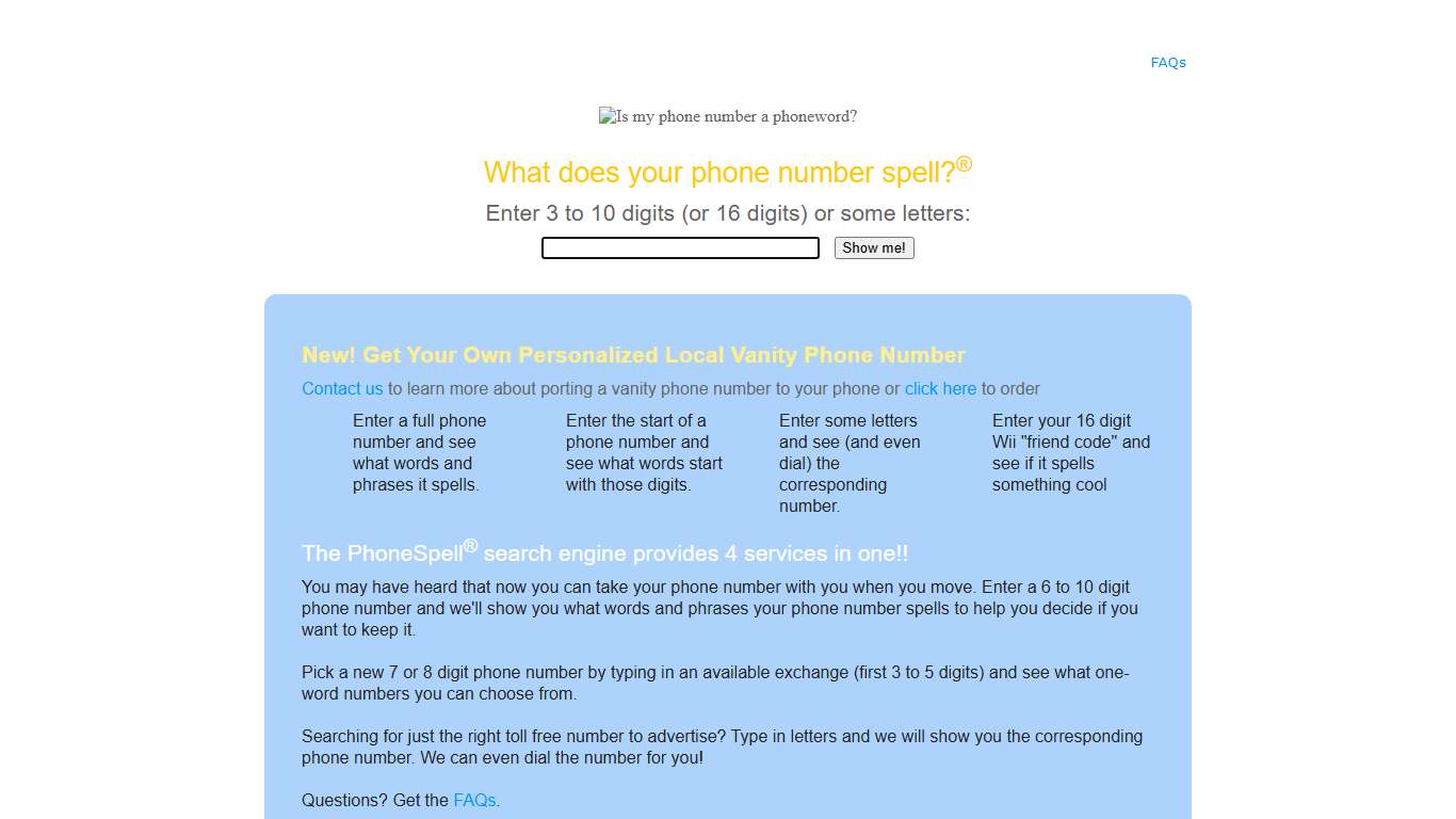 Vanity Phone Number Resources